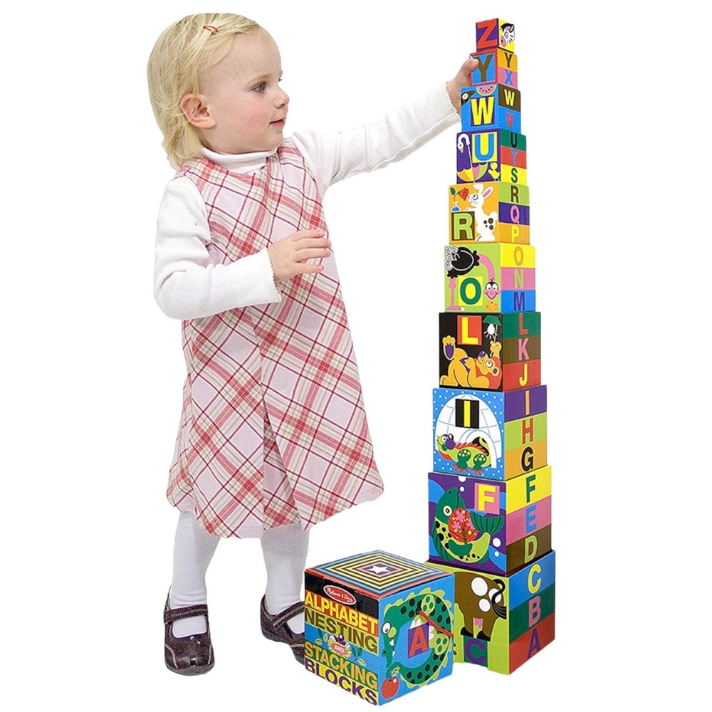 MELISSA & DOUG Cardboard Nesting Stacking Alphabet Blocks 10-Piece Deluxe Set